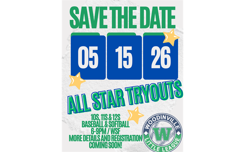 Save the Date!  2026 All Star Tryouts - May 15th