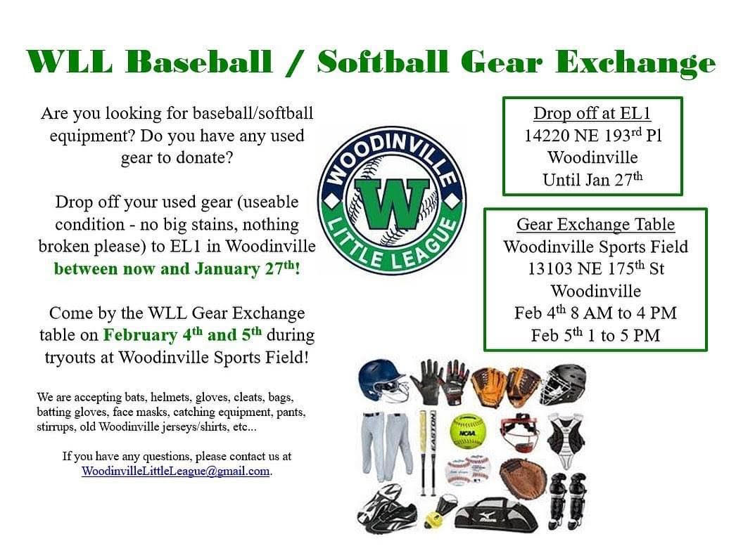 Baseball / Softball Gear Exchange – Woodinville Little League